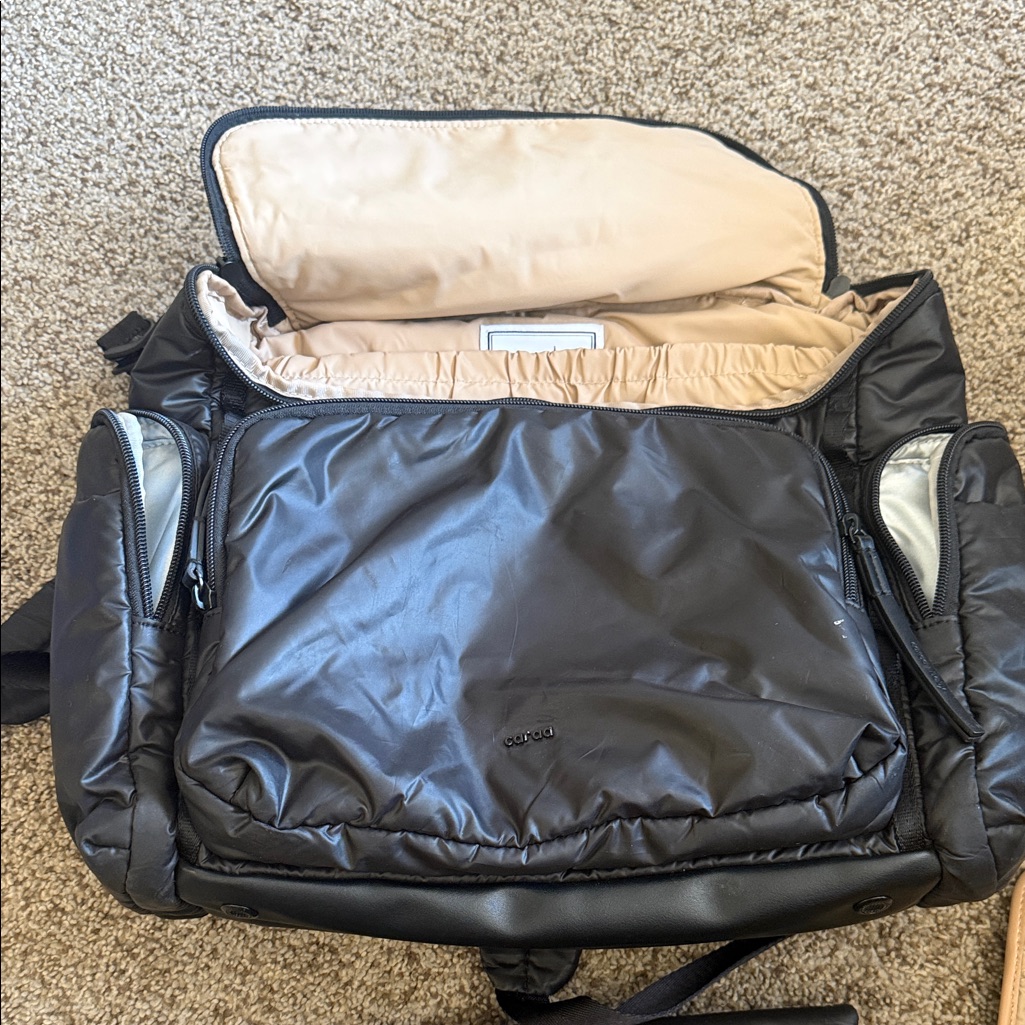 Caraa Black And Beige Nylon Backpack
